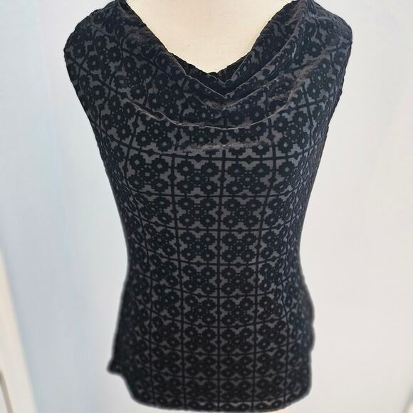 Laundry by Shelli Segal Black Burnout Velvet Cowl Neck Tank Top Women’s Small - Picture 9 of 10